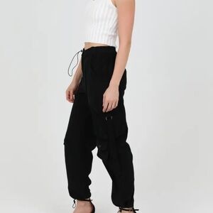 Angie Black Jogger Pants with Relaxed Fit and Adjustable Straps